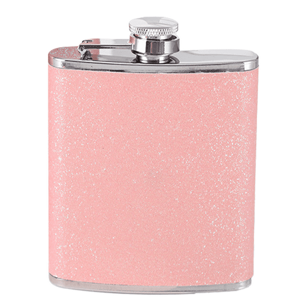 Stainless Steel With Colorful Glitter Hip Flask Stores 6 Ounces
