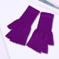 thumbnail image 2 of YWOAGH Kids Solid Color Fashionable Acrylic Long Sleeve Thermal Half Finger Mittens for Winter Outdoor Play Purple_01 One Size, 2 of 3