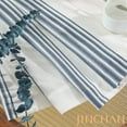thumbnail image 5 of Curtainking Striped Linen Curtains 84 Inch Blue Farmhouse Rustic Curtains for Living Room Semi Sheer Back Tab Light Filtering Coastal Drapes for Bedroom Window Curtain 2 Panels, 5 of 8