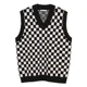 thumbnail image 3 of Suéteres de punto para hombre, cuello en V, ropa para hombre, cuadros negros, Y2k, ropa de calle, chaleco, sudadera sin mangas, estilo coreano, barato, 3 of 5
