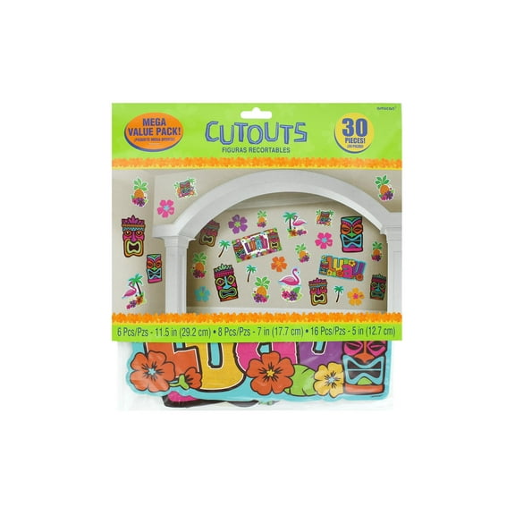 Amscan Large Hawaiian Luau Party Paper Cutouts, 30 Pack