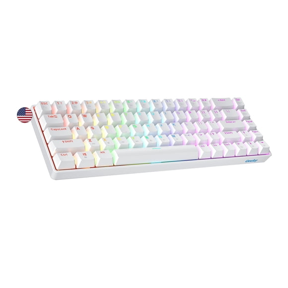 Geeky GK65 65% | Hot Swappable Mechanical Gaming Keyboard | 68 Keys Multi Color RGB LED Backlit for PC/Mac Gamer | ANSI US American Layout (White Mechanical Blue)