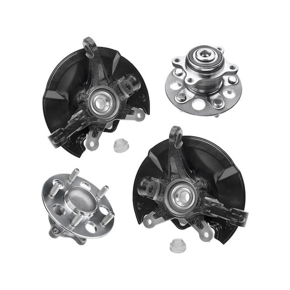 Front and Rear Wheel Hub and Steering Knuckle Kit - Compatible with 2006 - 2011 Honda Civic 2007 2008 2009 2010