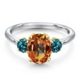thumbnail image 3 of Gem Stone King 10K Two Tone Gold Ecstasy Mystic Topaz and London Blue Topaz Engagement Ring for Women | 2.66 Cttw | Oval 9X7MM | Gemstone November Birthstone | Size 7, 3 of 6