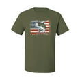 thumbnail image 2 of Wild Bobby, American Flag Jumping Largemouth Bass Fish, Fishing, Men's Graphic Tees, Military Green, Medium, 2 of 3