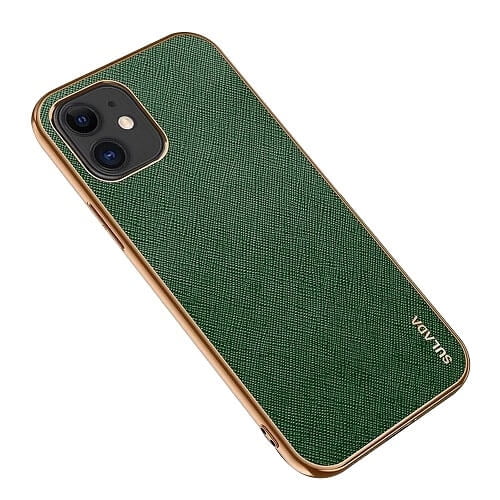 For Apple iPhone 11 Green Leather Soft Luxury Stream Plating Elegant Cover Case