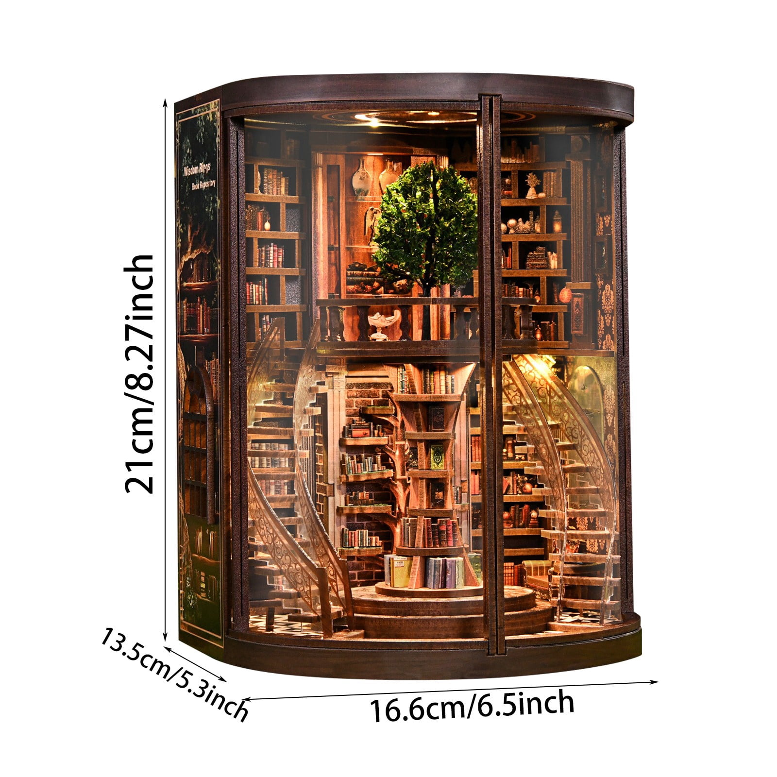 Wisdom Bookstand Cottage Kit, 3D Wooden Puzzles for Adults, DIY Miniature House Kit for Adults, Booknook with LED Light, Gifts for Family, Friends and Book Lovers, Bookshelf Decor(Wisdom Rings)