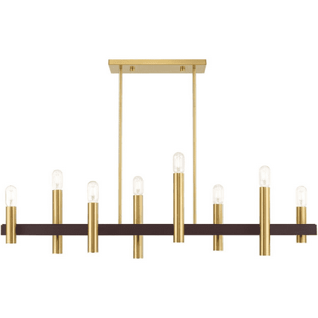 

Satin Brass with Bronze Accents Tone Finish Chandeliers Steel Medium 10 Wide 8 Light Fixture