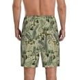 thumbnail image 3 of Kdxio Tropical Plants Green Print Mens Sleep Shorts Bottoms Soft Comfy Pajama Wear Pants with Drawstring Pockets, 3 of 7