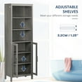 thumbnail image 4 of kleankin Tall Bathroom Storage Cabinet with 3 Tier Shelf, Glass Door Cabinet, Freestanding Linen Tower with Adjustable Shelves, Grey Wood Grain, 4 of 9