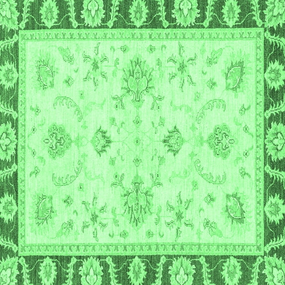Ahgly Company Indoor Square Oriental Emerald Green Modern Area Rugs, 3' Square