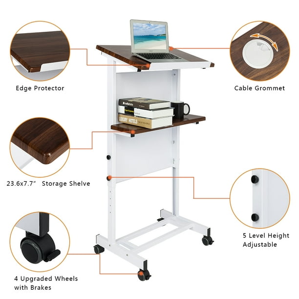 Ubesgoo Stand Up Desk Store Mobile Adjustable Height Lectern