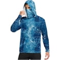 thumbnail image 2 of Qgtaibl Mens Camo Sun Shirt M Quick Dry Breathable UV Protection Hoodie UPF 50+ Long Sleeve Outdoor Walking Hiking Tops (Blue), 2 of 7
