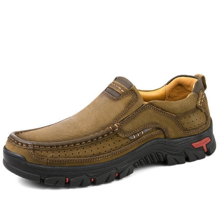 

Outdoor Comfort Loafers Genuine Leather Soft Sole Wearable Slip On Men s Casual Mountaineering Leather Walking Shoes