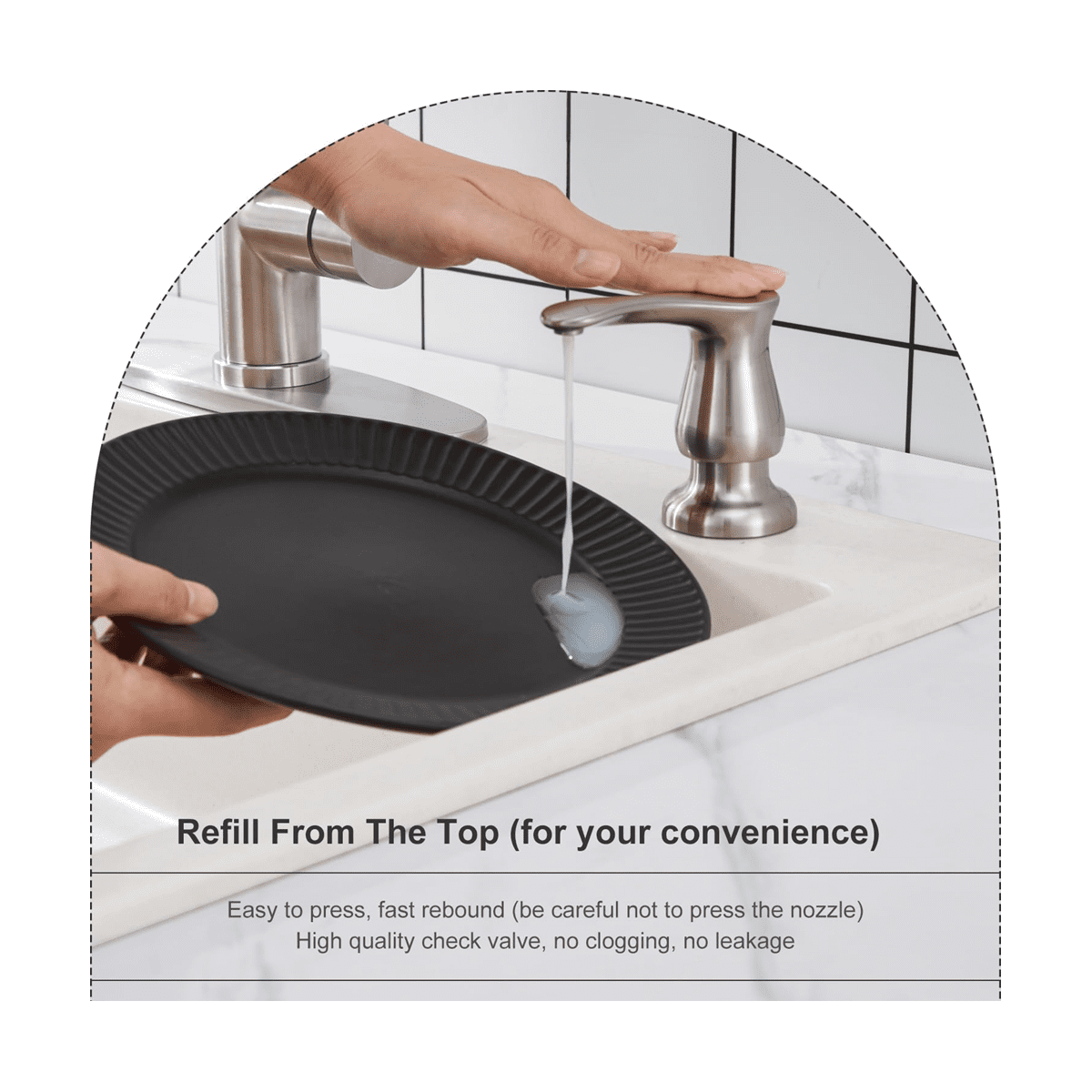 Kitchen Sink Soap Dispenser Brushed Nickel,Under-Sink Soap Dispenser with Silicone Extension Tube Kit