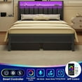 thumbnail image 6 of Dyzom Queen Size Bed Frame with Upholstered Headboard, Platform Queen Bed with 2 Storage Drawers and LED Lights, Built in Charging Station, Heavy Duty Metal Support, Noise Free, No Box Spring Needed, 6 of 7