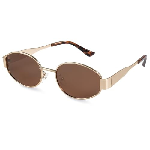 Livho 2025 Gafas de sol ovaladas de moda - Elegantes tonos polarizados para todos los días - Marcos de metal retro