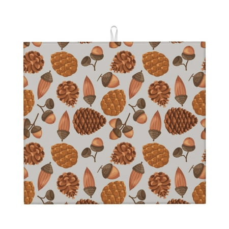 

Lukts Pinecone Autumn Pattern Print Ultra Water Dish Drying Mat Slip Resistant Pad for Sink Dishes or Under Rack Kitchen Counter Accessories