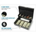 thumbnail image 3 of CARL Steel Security Cash Box with Hinged Lid, 4 Bill Slots and 5 Coin Slots, 4" x 10" x 4", Black, 3 of 5