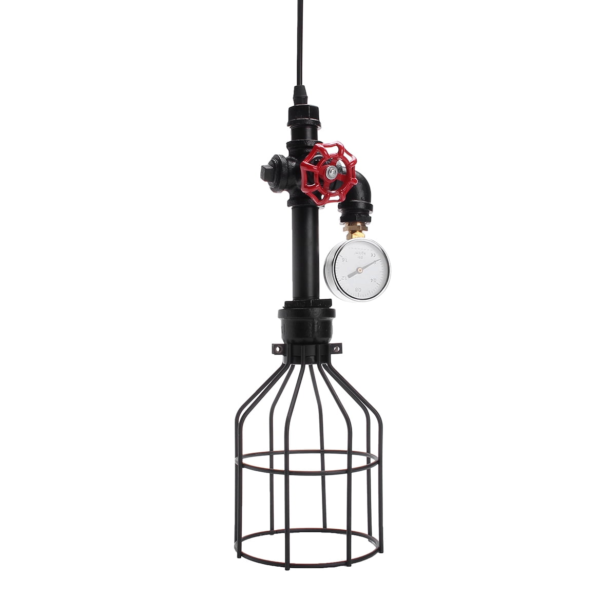 Industrial Vintage Cage Wire Lamp Bulb Steampunk Pipe