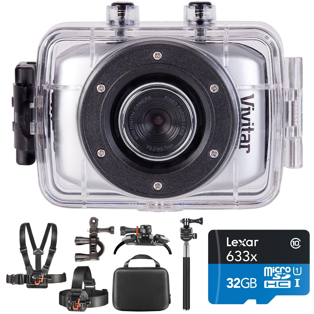 Vivitar DVR781HDSIL HD Action Waterproof Camera/Camcorder, Silver