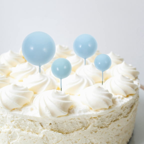 IBASETOY 20Pcs Blue Ball Cake Decorations Decorative Cupcake Toppers for Party Dessert Decor