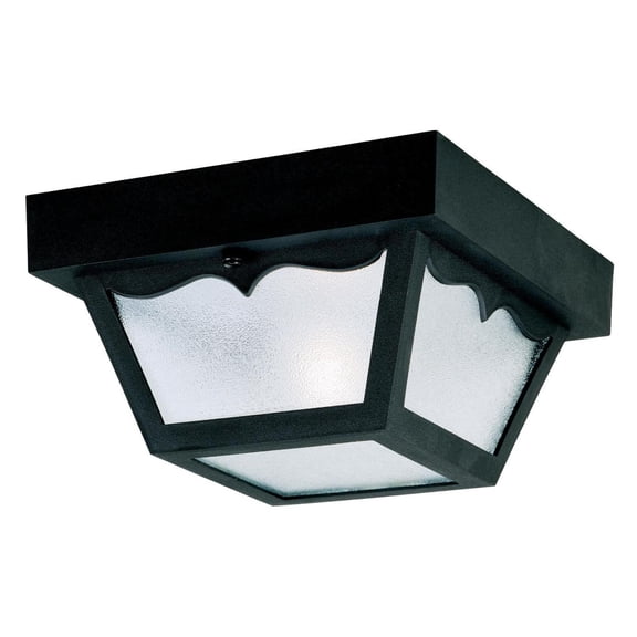 Westinghouse Westinghouse Lighting 6682200 Traditional One-Light Outdoor Flush-Mount Fixture, Black Finish on Polypropylene, Frosted Glass Panels
