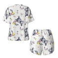 thumbnail image 6 of "Wukai Rabbit And Butterfly Women's Pajama Set - Short-Sleeve Top and Shorts with Elastic Waistband and Pockets for Loungewear, Yoga, and Casual Wear-Small, 6 of 8