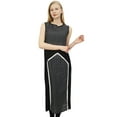 thumbnail image 1 of Phagun Women's Sleeveless Staright Black Kurta Indian Ethnic Rayon Kurti Tunic-4, 1 of 1