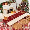 thumbnail image 4 of Camino de mesa navideño Camino de mesa navideño de algodón y lino Camino de mesa navideño lavable de lino rojo Camino de mesa navideño para decoración de mesa navideña, 33 cm x 183 cm ER, 4 of 5