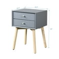 thumbnail image 6 of Knubmt 2 Drawers Bedside Table with and Wood Legs, Mid Century Modern Wood Nightstand for Bedroom, Office, Living Room, Gray, 6 of 6