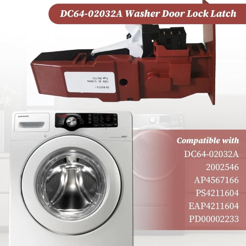 Washing Machine Door Lock Safety Switches Replacement Part Plastic Construction for Top Load Dryers Easy Installation