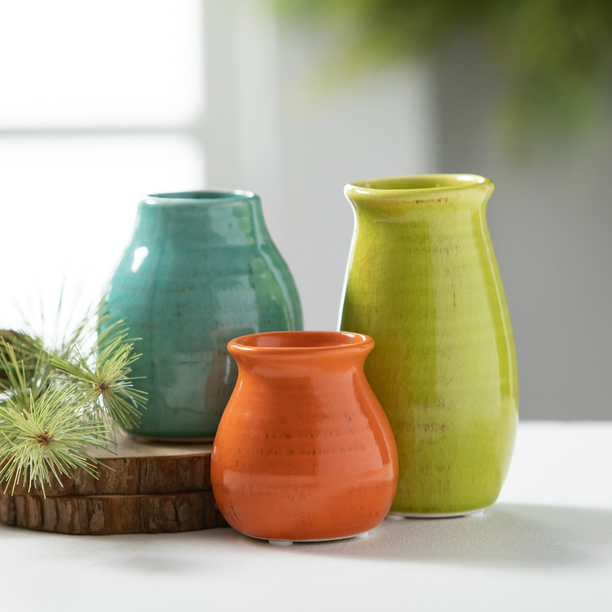 Sullivans Set of 3 Petite Ceramic Vases 3"H, 4.5"H & 5.5"H Multicolored