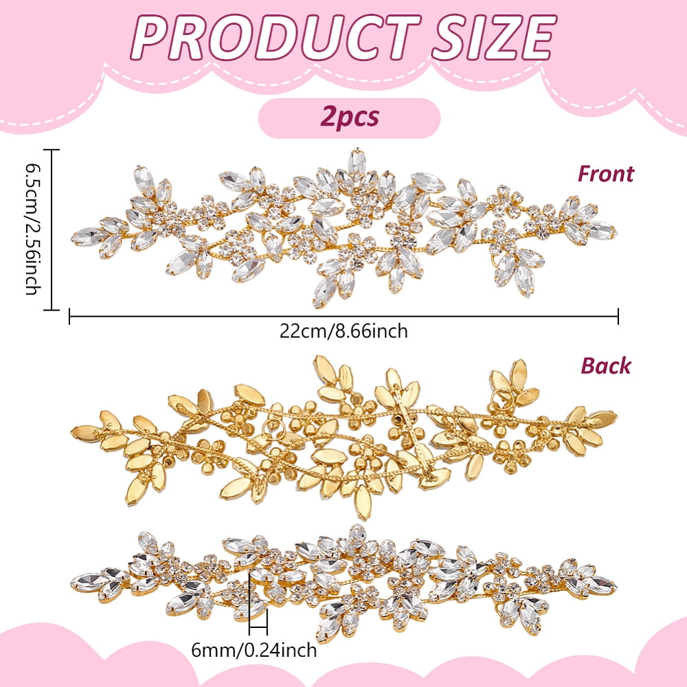 2Pcs Rhinestone Cloth Patches Repair Sewing Craft Decoration Flower 220x65x6mm DIY
