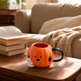 thumbnail image 6 of Halloween Pumpkin Coffee Mug with Ghost, 16.9oz Cute Ceramic Pumpkin Mug with Ghost Design, Orange Halloween Coffee Mugs for Fall Table Decorations, Ideal for Hot Cocoa Festive Party Drinks, 6 of 7