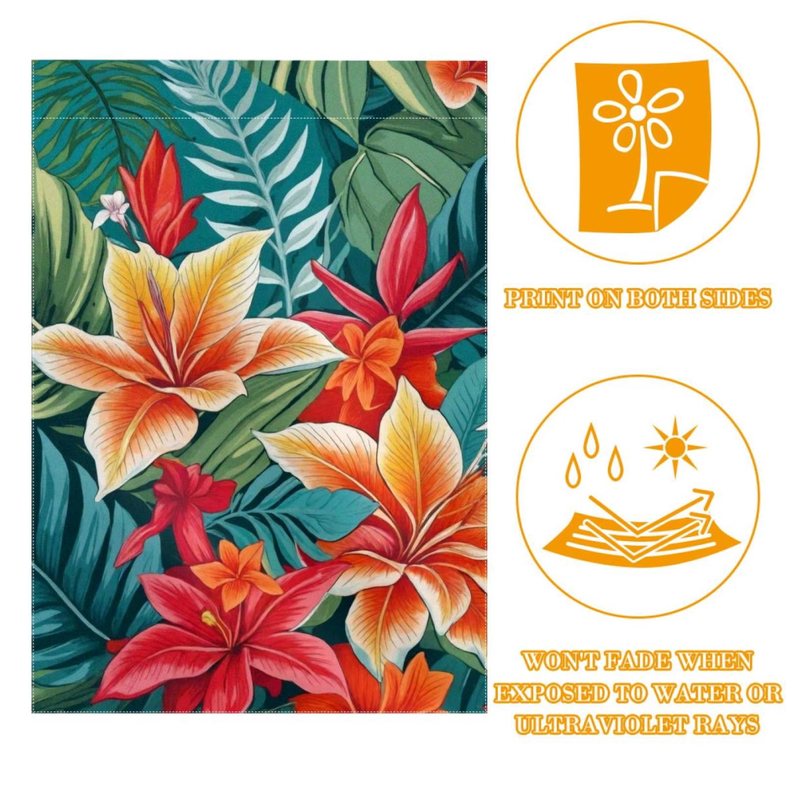 Welcome Colorful Leaves Tropical Pattern Garden Flag, Vertical Double Sided Small House Flag, Yard Farmhouse Outdoor Deck Veranda Lawn Decor 28x40 Inch