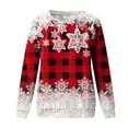 thumbnail image 4 of EQWLJWE Chandails en Molleton Flocon de Neige de Noël pour Femmes Manches Longues Col Rond Carreaux Rouges Chandail en Molleton Flocon de Neige Dégradé Imprimé Chandail T-Shirt Ample Grande Taille Hauts d'Hiver Chandails en Molleton pour Femmes Chandail Décontracté, 4 of 4