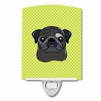 Caroline's Treasures BB1325CNL Checkerboard Lime Green Black Pug Ceramic Night Light, 6x4x3", multicolor