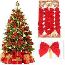 Topboutique Red Bows 24 Pcs Mini Christmas Bow Decorative Bowknot Christmas Tree Hanging Ornaments Christmas Tree Bow Decorations Small Bows for Xmas Tree Party Wreath Wrapping Accessories,2 inch