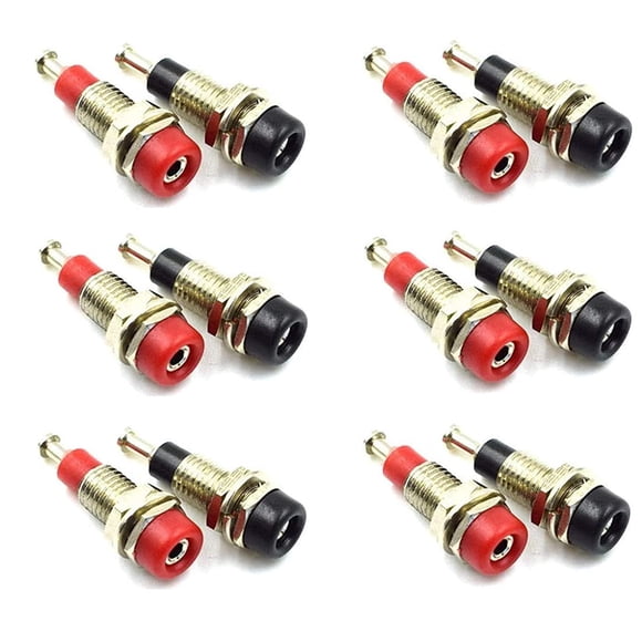 Bnafes 2 Mm Hembra Extendida Poste De Unión Enchufe De Aleación Panel Terminal Conector Banana Jack Negro Y Rojo Paquete De 12