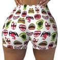 thumbnail image 2 of Balery Halloween Mouth Printed Workout Shorts for Women Seamless Scrunch Short Gym Yoga Running Sport Active Exercise Fitness Shorts-Large, 2 of 8