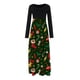 thumbnail image 5 of Vestido de manga larga para mujer Navidad cuello redondo Santa muñeco de nieve estampado cintura alta Boho Maxi vestido Casual fiesta vestido de noche Fridja  nbo1979, 5 of 5
