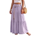 thumbnail image 3 of Boho Skirts for Women Elastic High Waist A Line Maxi Skirts Casual Summer Beach Vacation Flowy Pleated Skirts, L, 3 of 9