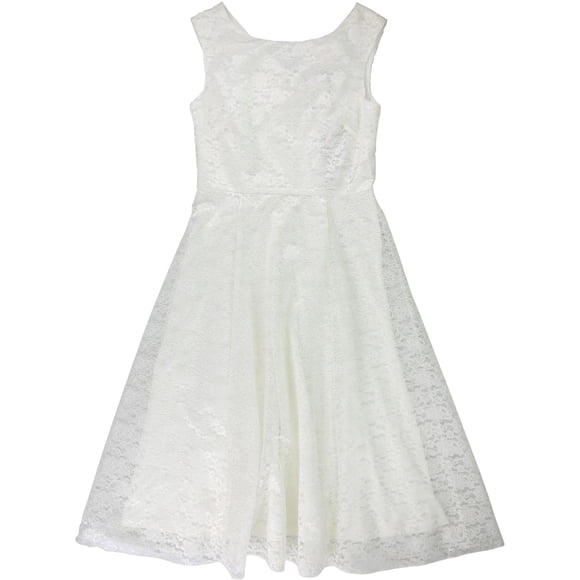 MaxMara Vestido acampanado de encaje hasta el té para mujer, Beige, 8