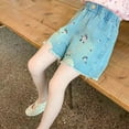 thumbnail image 4 of CYRBOKO Girls Denim Shorts, Casual Summer Loose Embroidered Jean Shorts Blue Size 6 T, 4 of 6