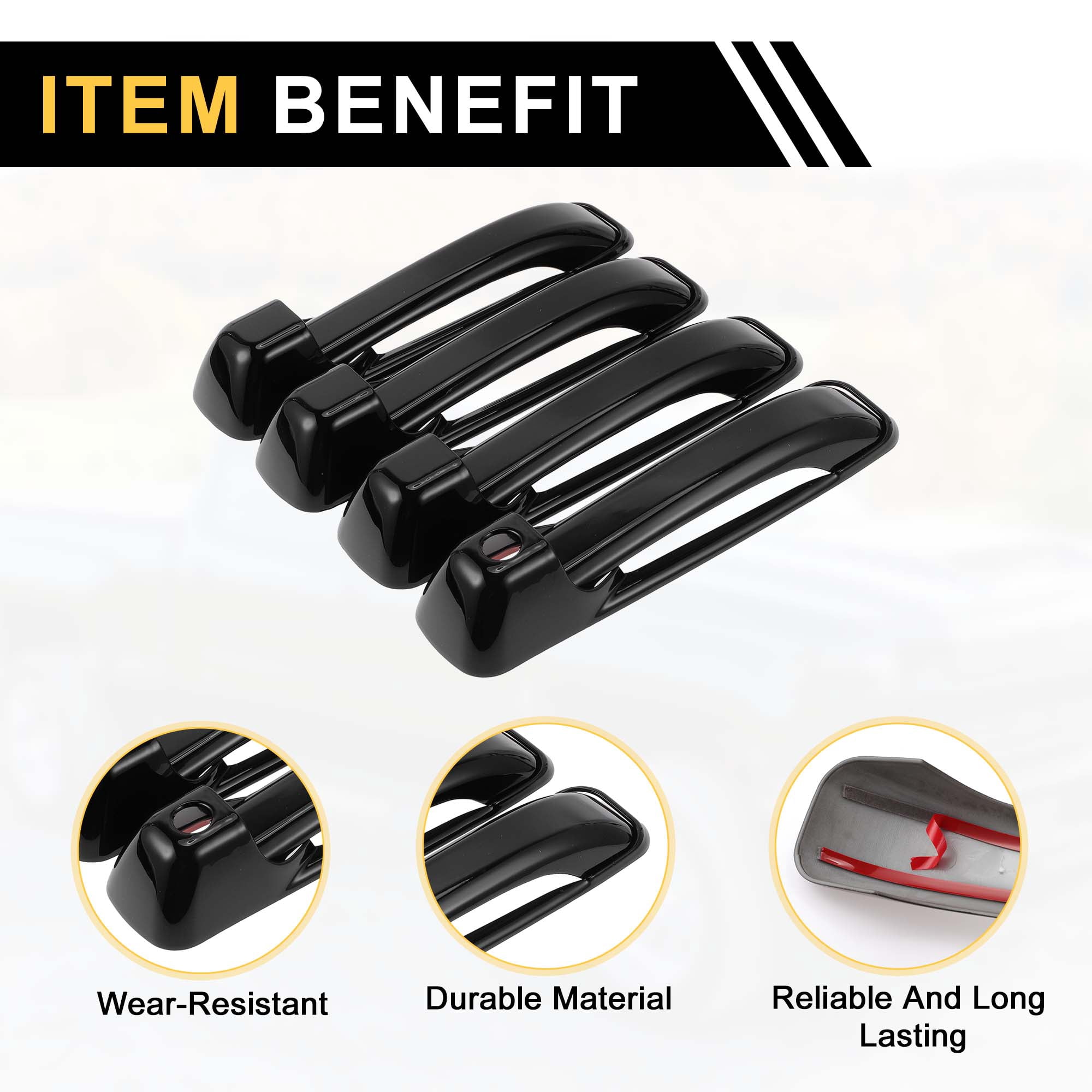 Unique Bargains 4pcs Exterior Door Handle Cover for Dodge for Ram 1500 2009-2018 Black