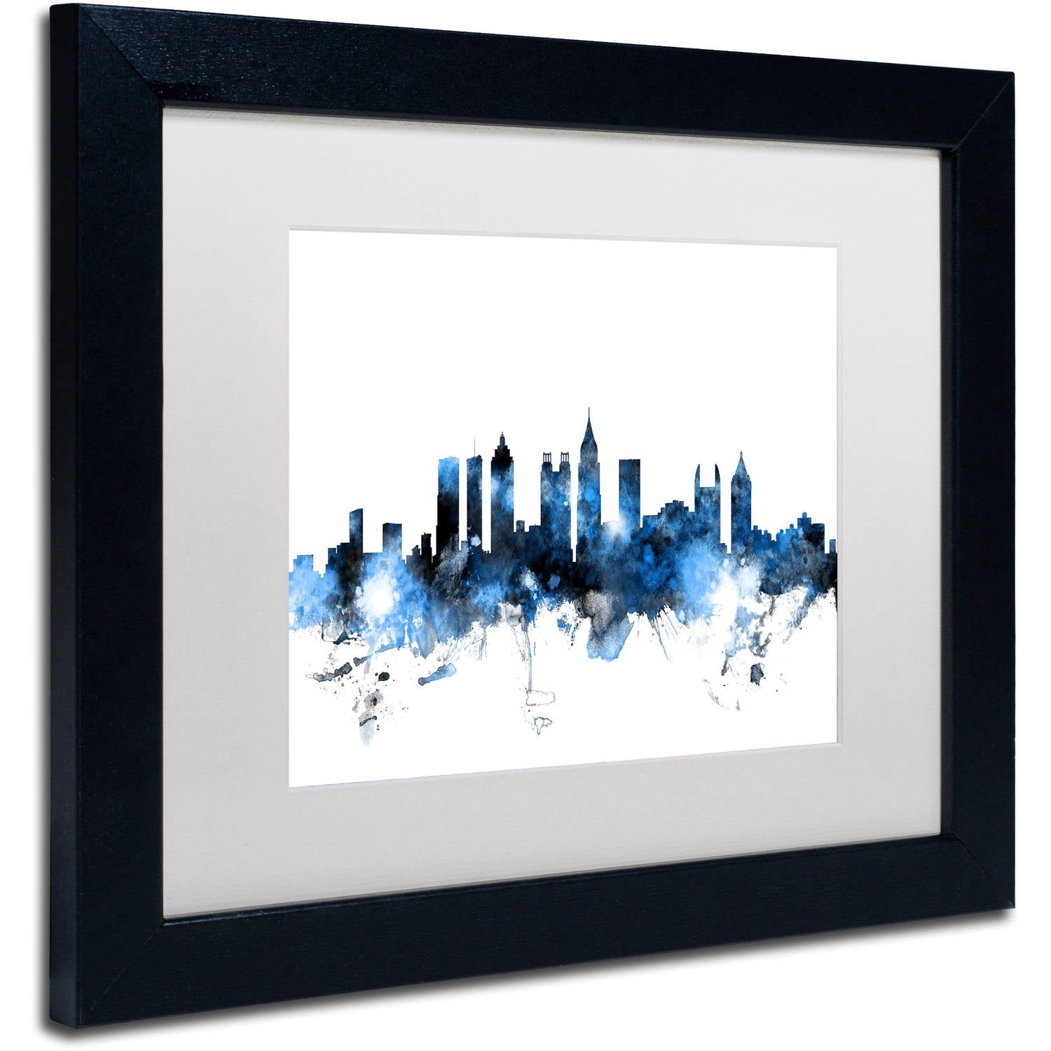 Trademark Fine Art "Atlanta Georgia Skyline White" Canvas Art by Michael Tompsett, White Matte, Black Frame