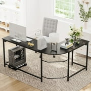 Sennda L Shaped Desk, 66" Large Computer Corner Desk, Gaming Desk, Simple Study Desk, Home Office Desk, Black