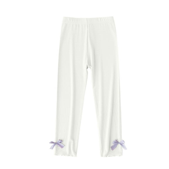 ameIAEA Girls Basic Solid Color Leggings Toddler Kids Elastic Waisted Soft Tight Pants 2-13 Years