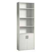 Mainstays Traditional 5 Shelf Bookcase with Doors, Soft White Finish
